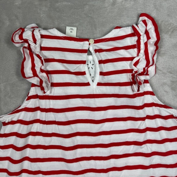 Crewcuts J.Crew Factory Girls Eyelet Floral Lace Red White Striped Tank Size 10 - Picture 9 of 14